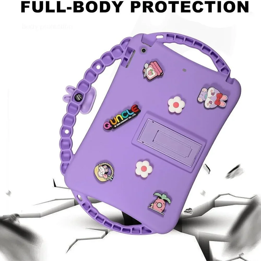 iPad Mini 7th/6th Gen Kids Case 8.3in Shockproof Bunny 3-Handle Stand Purple